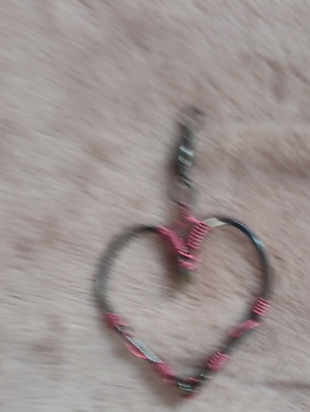 Heart-Shaped Wire Wrapped Pendant Pink and Black